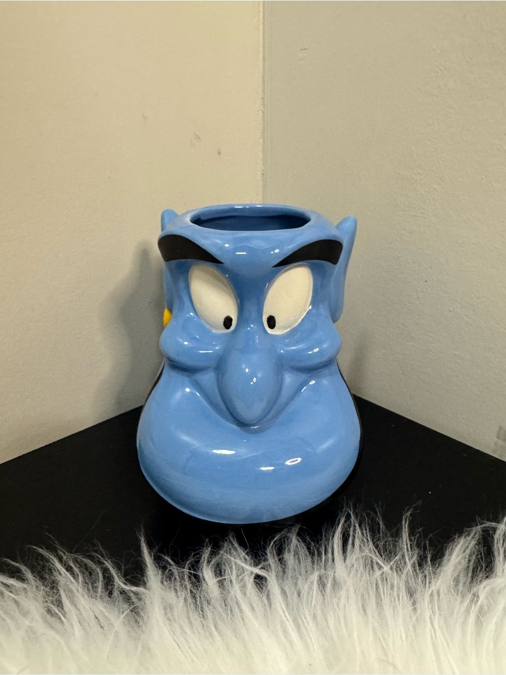 Disney Blue Genie Face Ceramic Planter with Black Accent